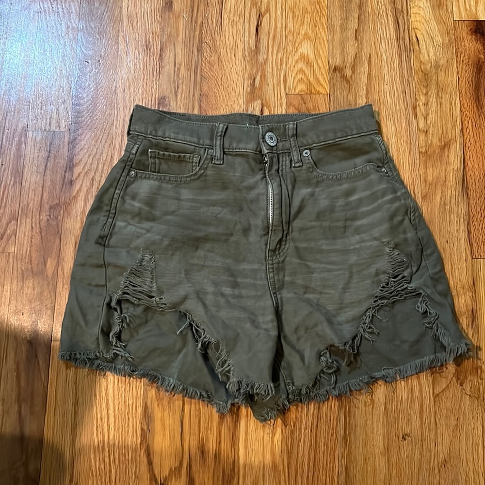 American Eagle Distressed denim high waisted shirt